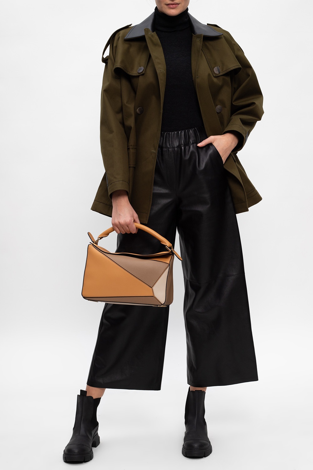 Loewe Leather-trimmed coat